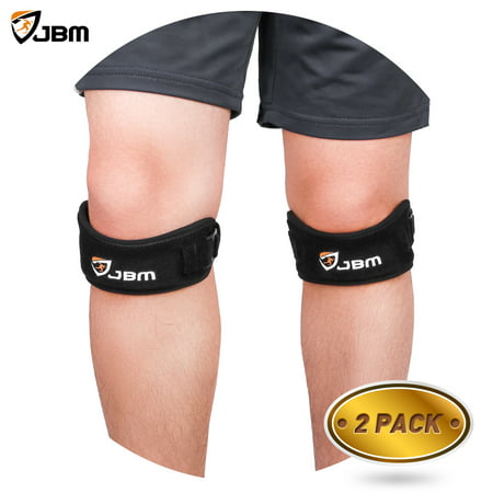 JBM 2 Pack Knee Band Patellar Tendon Support Strap Running Youth Growing Knee Pain Relief for Running, Hiking, Soccer, Basketball, Volleyball, Squat,