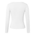 thumbnail image 4 of Womens Long Sleeve Shirts Square Neck Slim Fit Basic Tops Casual Ribbed Thermal Undershirts Tee Womens Long Sleeve T Shirts Short Sleeve Casual Shirts for Women Women Long Sleeved T Shirts Loose Fit, 4 of 5