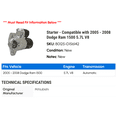 thumbnail image 2 of Starter - Compatible with 2005 - 2008 Dodge Ram 1500 5.7L V8 2006 2007, 2 of 2