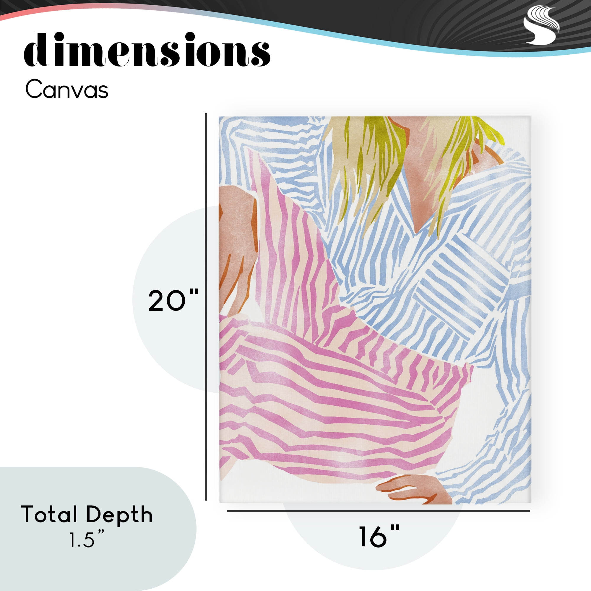 Female in Pastel Stripes Canvas Wall Art, design by Ziwei Li