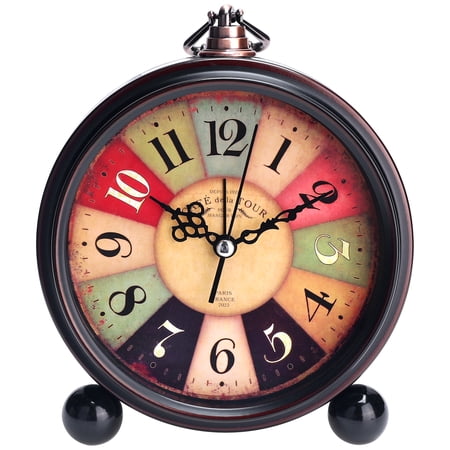Unique Bargains Vintage Desk Clock Silent Retro Battery Operated Pink