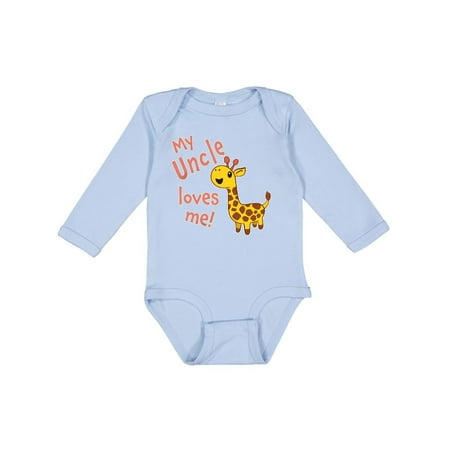 

Inktastic My Uncle Loves Me- Cute Giraffe Boys or Girls Long Sleeve Baby Bodysuit