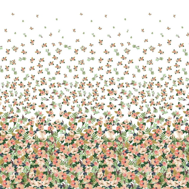 Soimoi polyester Crepe Fabric Leaves & Flower Panel Print Sewing Fabric Yard 42 Inch Wide