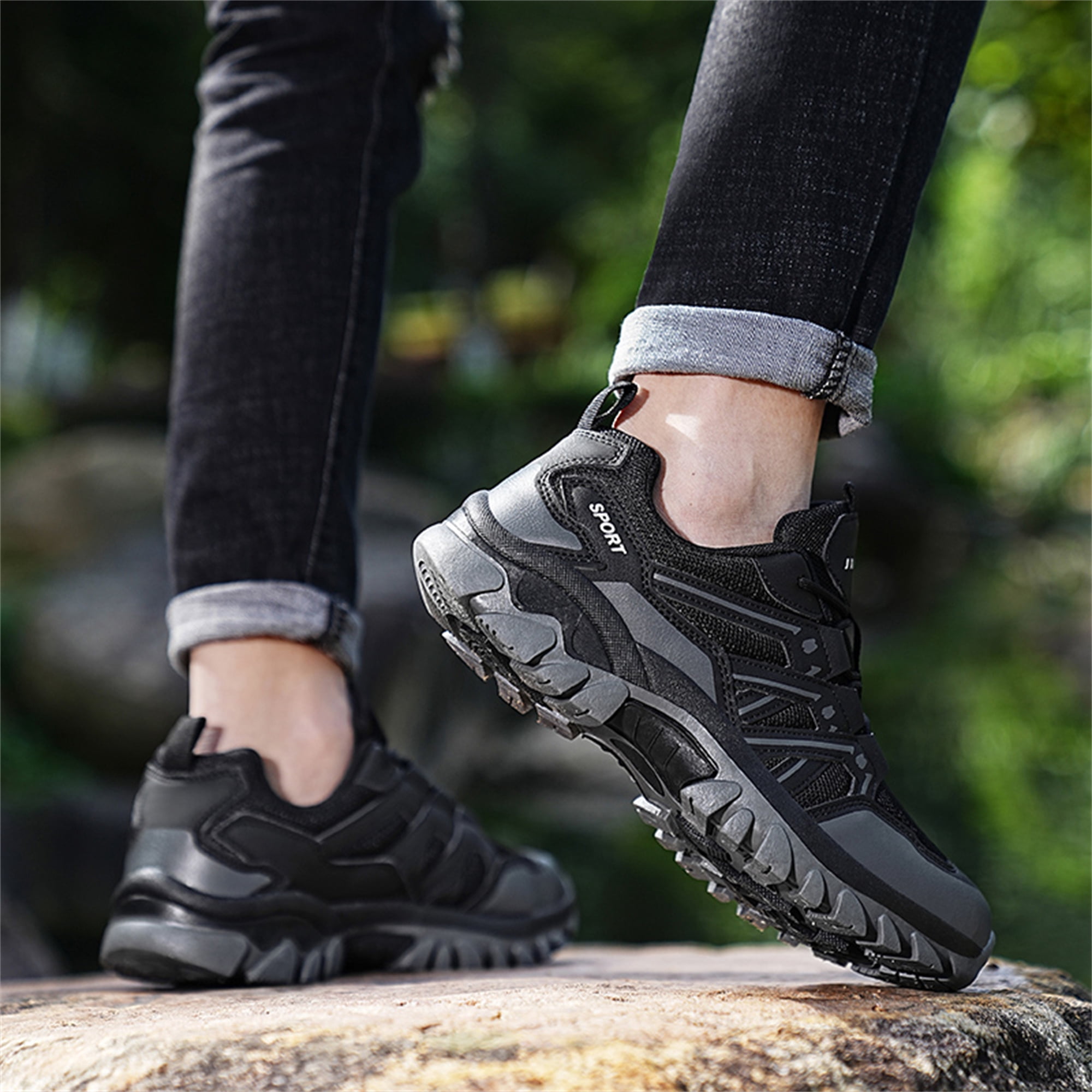 LASUDRAA Unisex Non-Slip Breathable Hiking Shoes for Men Women, Outdoor Trekking Trail Sneakers for Camping Walking