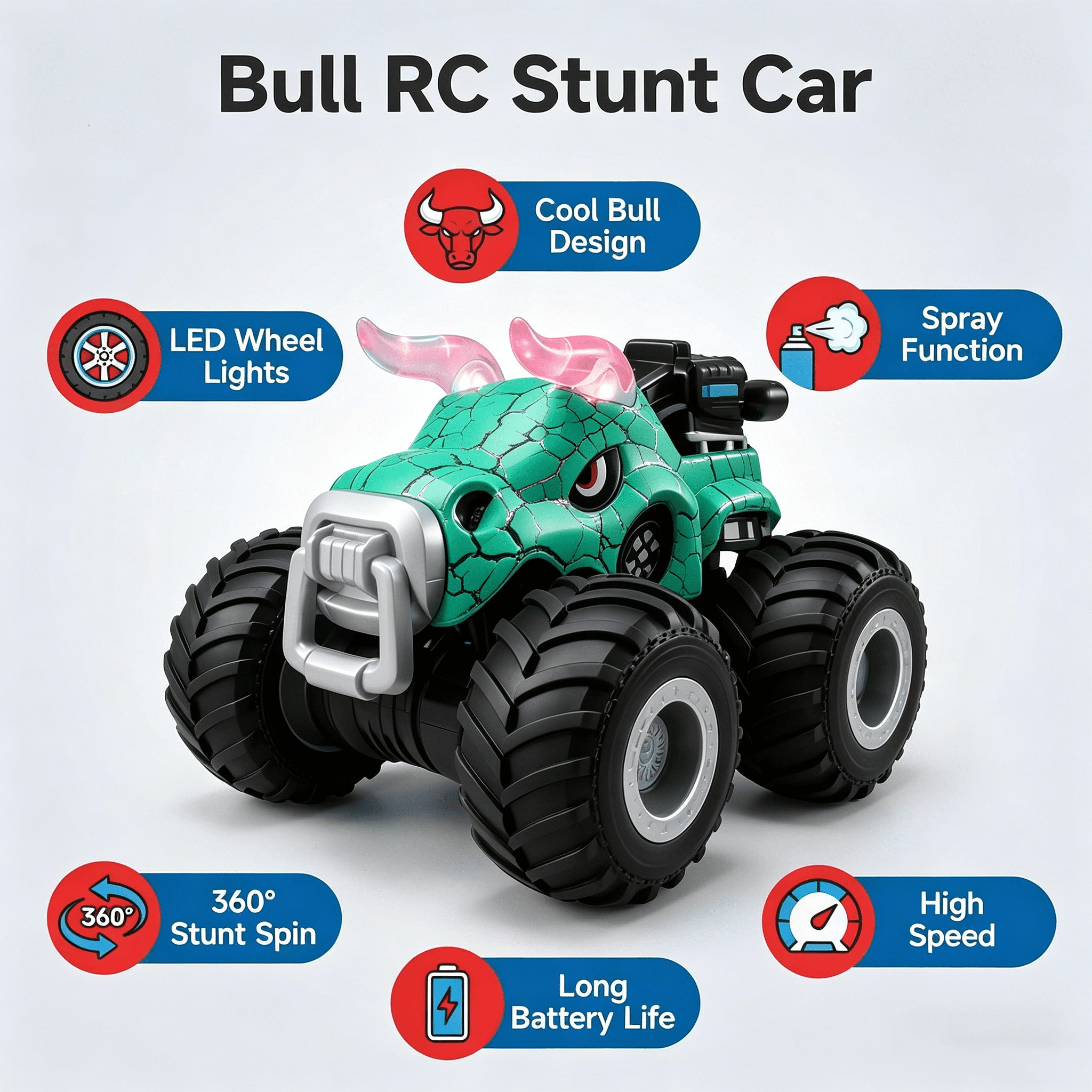HNH Rc Monster Truck, 1:18 Scale All Terrain Remote Control Car for Kids 4-12 Years, 2 Batteries