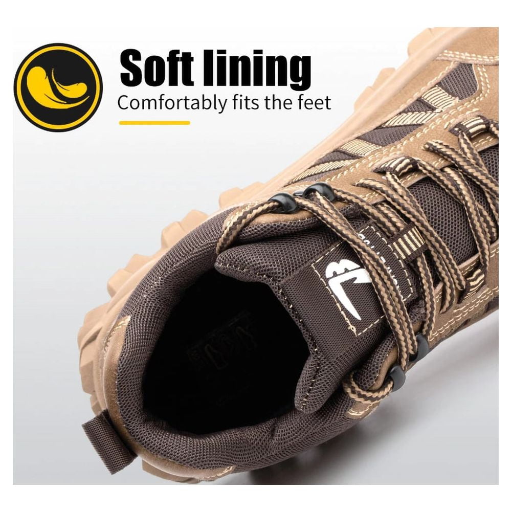 Ecetana Steel Toe Boots for Men Industrial Construction Anti-puncture Work Safety Shoes