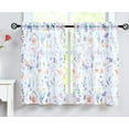 thumbnail image 3 of Purple Kitchen Curtains Set 36 inch Length Floral for Cafe Bathroom 3 Piece Semi Sheer Watercolor Purple and Orange Flower Tiers and Valances Set Rod Pocket, 3 of 6
