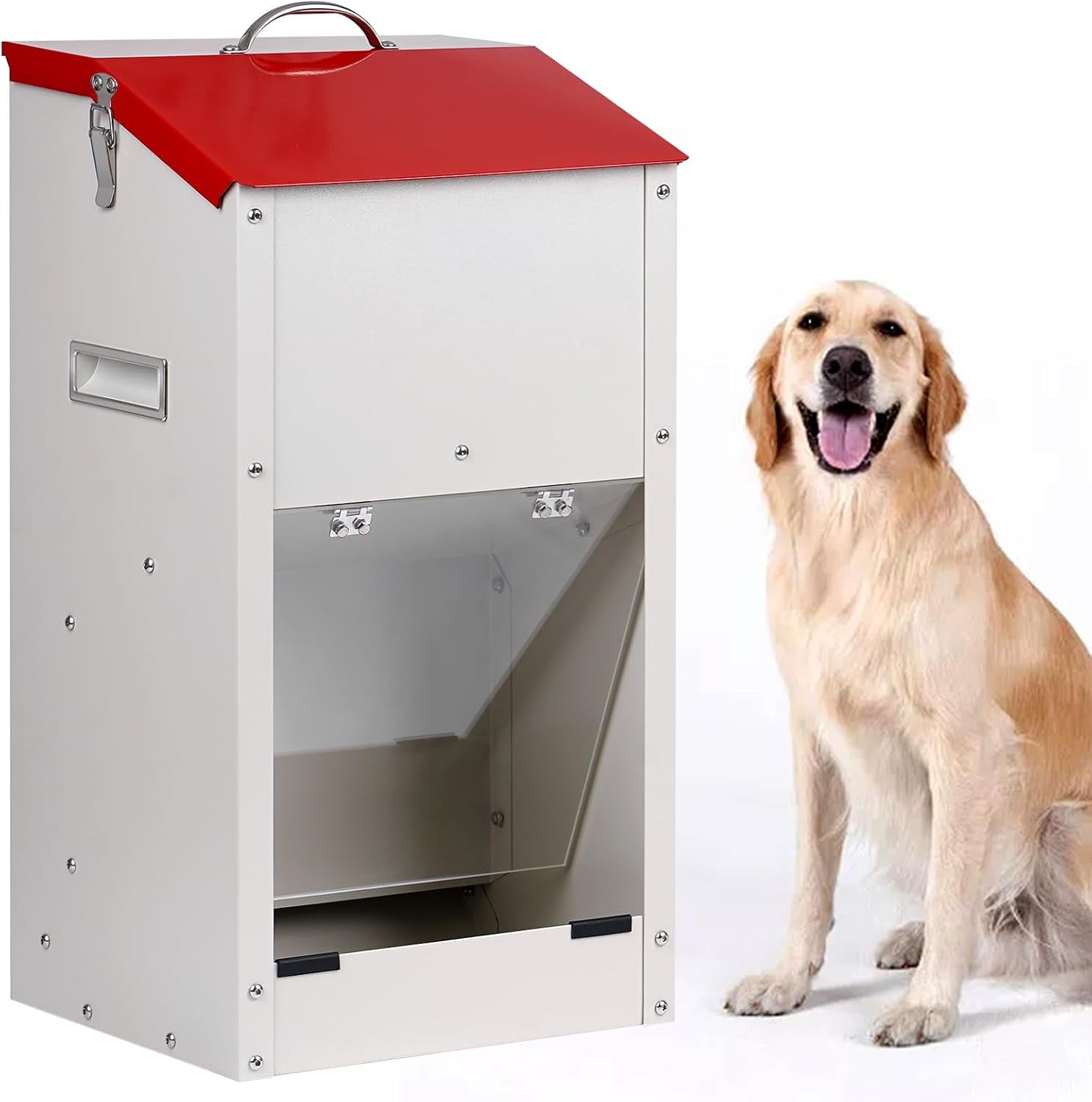 Automatic Dog Feeder for Large Dogs Outdoor 50Lbs Dog Food Dispenser Dog Feeding Station Galvanized Gravity Feeder Pet Feeder for Large Breed (50lbs)