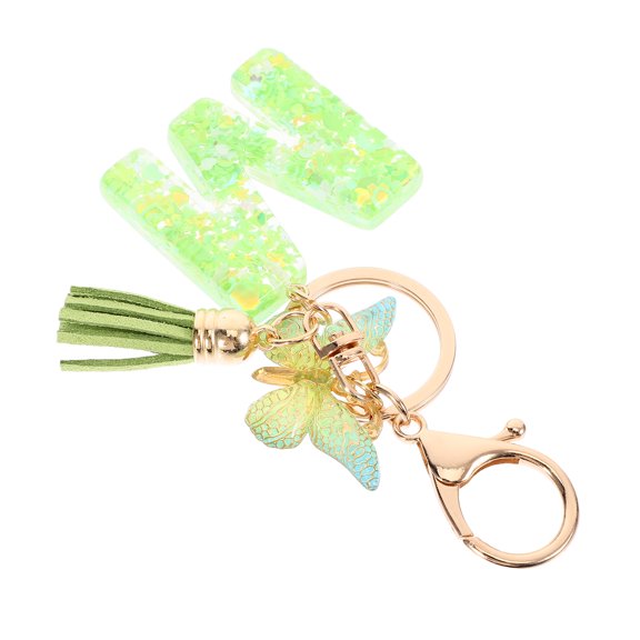 OUNONA Letter Keychain Lanyard Thick and Thin Alphabet Keyring Man Green