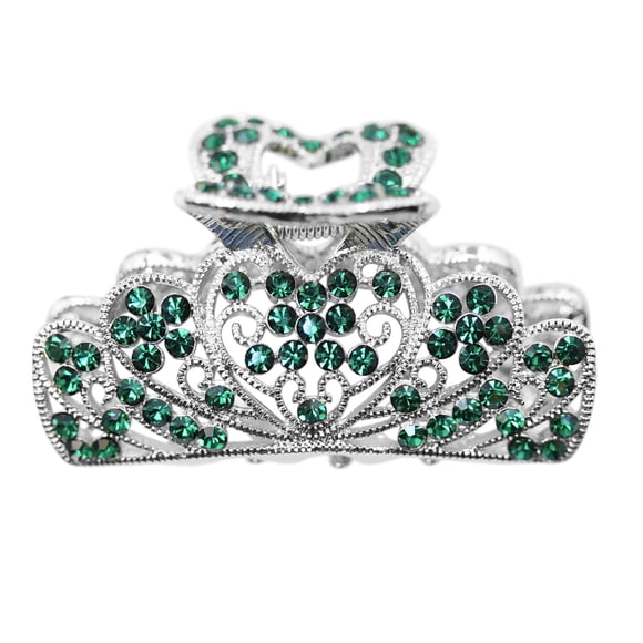 Pinzas para el pelo con diseño floral y cristales de diamantes de imitación verdes preciosos de Faship