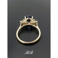 thumbnail image 5 of 10x8mm Lab Created Ceylon Blue Sapphire, Oval Cut, Three Stone Ring, Moissanite Accents, Sterling Silver, 5 of 5