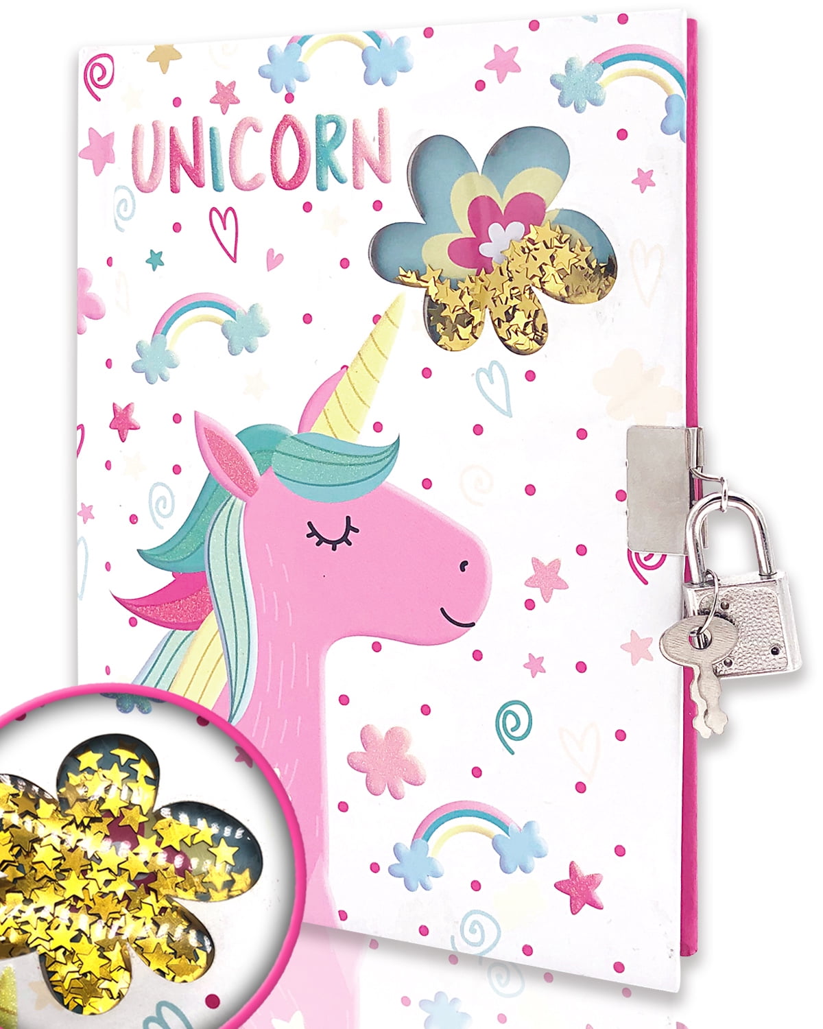 Kids Diary with Lock for Girls, GINMLYDA Paper Locking Journals with 160 Pages (Unicorn)