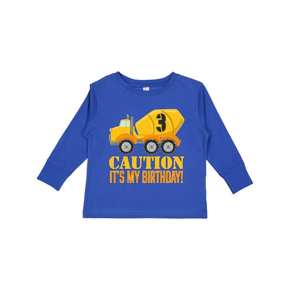 Inktastic 3rd Birthday Construction Truck, Cement Mixer 3 Years Old Boys Long Sleeve Toddler T-Shirt