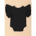 thumbnail image 3 of Canrulo Pure Cotton Newborn Infant Baby Girl Solid Ruffle Romper Bodysuit Jumpsuit Summer Clothes Black 3-6 Months, 3 of 9