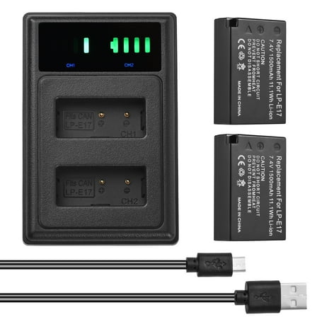 ,2pcs -e17 Batteries 760d/ 800d/ 8000d/ 2 X -e17 8000d/ / M6/ -e17 Batteries 7.4v / M6/ T6i With Led Indicators 7.4v 1500mah With Usb Cable 200d/ 750d/ 760d/ Dsfen