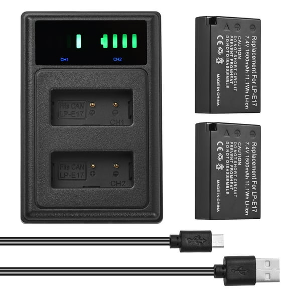 ,2pcs -e17 Batteries 760d/ 800d/ 8000d/ 2 X -e17 8000d/ / M6/ -e17 Batteries 7.4v / M6/ T6i With Led Indicators 7.4v 1500mah With Usb Cable 200d/ 750d/ 760d/ Dsfen