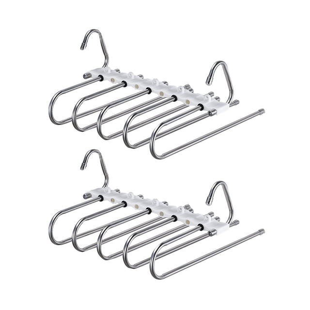 Multiple Jean Trouser Scarf Hangers For Men Women ABS Multi-functional 2PCS Storage Artifact Stainless Steel Pants Hook
