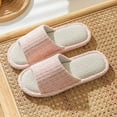 thumbnail image 2 of Puntoco Womens House Slippers Summer Open Toe Tatami Straw Men's Indoor Shoes,Bedroom Linen Lightweight Slip Silent Slippers Pink 40, 2 of 3