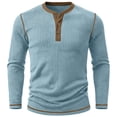 thumbnail image 2 of Guluxicc Men's Knit Shirts Button Crew Neck Long Sleeve Tops for Everyday Wear Summer Casual Outfits, 2 of 6