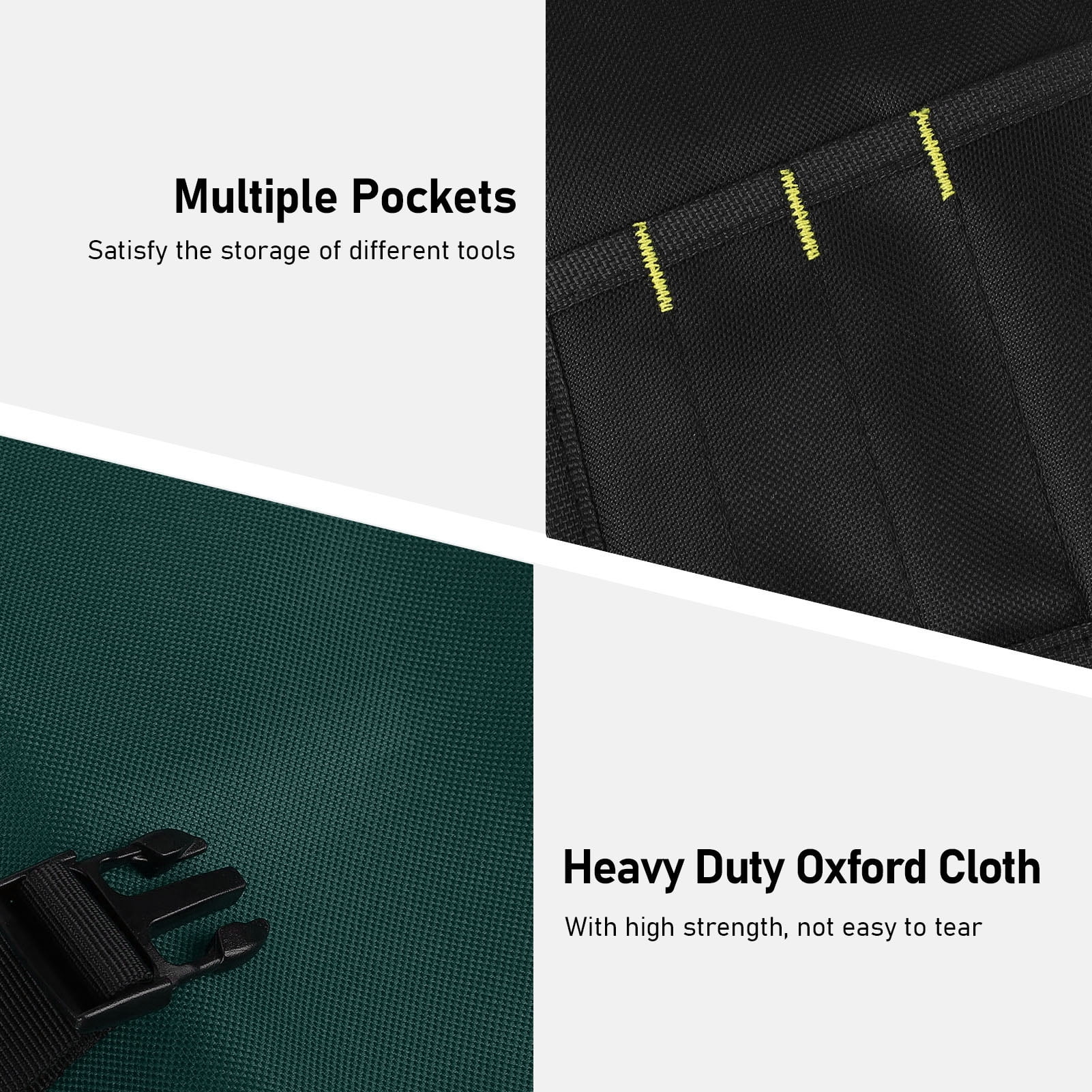 Riousery Electrician Tool Roll Organizer Portable Canvas Wrench Storage Pouch Bag Large Capacity Heavy Duty for Hardware Hand Tools Green 18.11 inches / 46 cm
