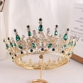thumbnail image 1 of Nvzi Tiara de boda para novia, diadema de princesa, corona de novia, joyería para el cabello con diamantes de imitación de cristal,graduación, boda, fiesta de disfraces (verde), 1 of 3