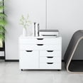 thumbnail image 2 of Costway 5-Drawer File Cabinet Mobile Chest of Drawers with Side Cabinet 5 Casters, 2 of 10