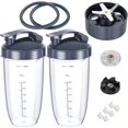 thumbnail image 1 of Pièces de Rechange pour Tasses de 32OZ et Couvercles à Rabat et Lame Extracteur de Pièces Compatible avec les Mélangeurs NutriBullet 600W/900W (12 Pcs), 1 of 7