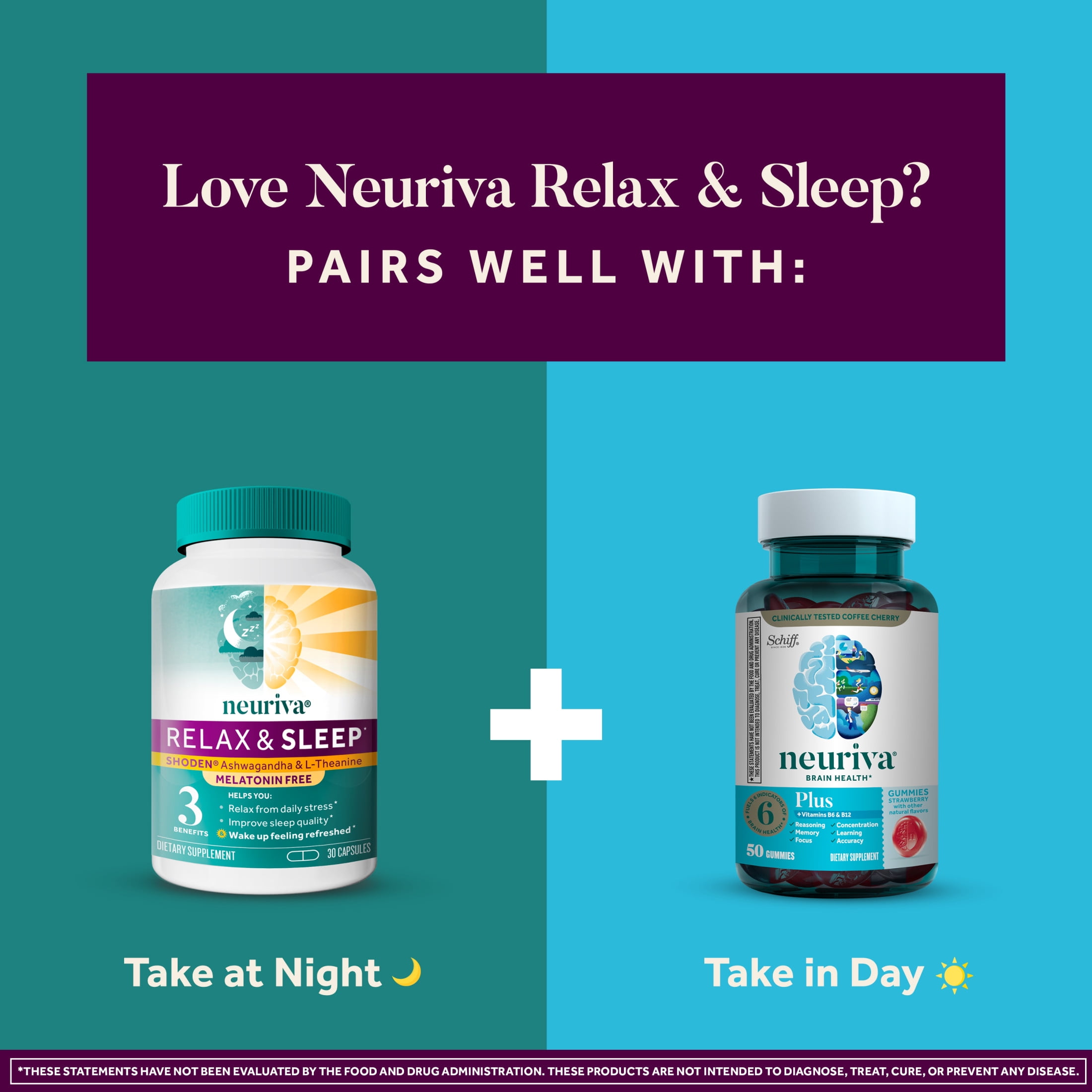Neuriva Relax & Sleep, Nighttime Sleep Aid Supplement with L-Theanine, 30ct Capsules