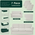 thumbnail image 3 of Set of 7 Stretch Check Spandex Jacquard Sofa Covers (Large, Ivory), 3 of 6