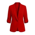 thumbnail image 6 of Miqool Womens Blazers Ruched 3/4 Length Sleeve One Button Business Casual Blazers Open Front Lightweight Work Office Suit Jackets, 6 of 8
