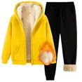 thumbnail image 2 of Ketyyh-chn99 Mens Track Suit Sweatsuits Set 2 Piece Men's Warm Two Piece Solid Color Padded Hooded Sweater Leg Pants Size for L,Yellow, 2 of 5