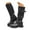 Black, variant on UngA Wonens Boots Fold Over Chunky High Heel Boots With Side Zipper PU Leather Womens Shark Boot Calf High Square Toe Slouchy Mid-Calf Boots for Women Black,Size 8