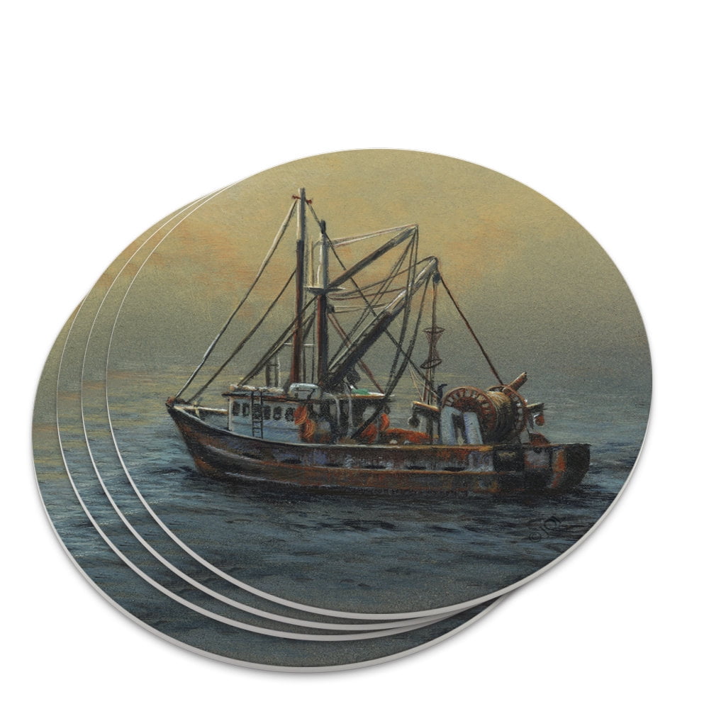 Fishing Boat Ocean Mist Novelty Coaster Set