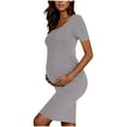 thumbnail image 6 of Pitauce Maternity Short Sleeve Bodycon Dress Pregnancy Crew Neck Side Ruched Dress Summer Casual Dresses for Daily Baby Shower, 6 of 7