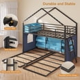 thumbnail image 6 of Triple Bunk Bed with Globe String Lights and Bookshelf for 3 Teens/Adults, Twin over Twin over Twin Metal Triple Bunk Bed Frame with Storage Bins & Safety Guardrails & Ladder, 3 Beds Bunk Beds, Black, 6 of 8