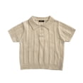 thumbnail image 4 of Toddler Boys Short Sleeve Knit Polo Shirt Ribbed Sweater Top Collared Pullover Button Placket Casual Regular Fit School Uniform, 4 of 6