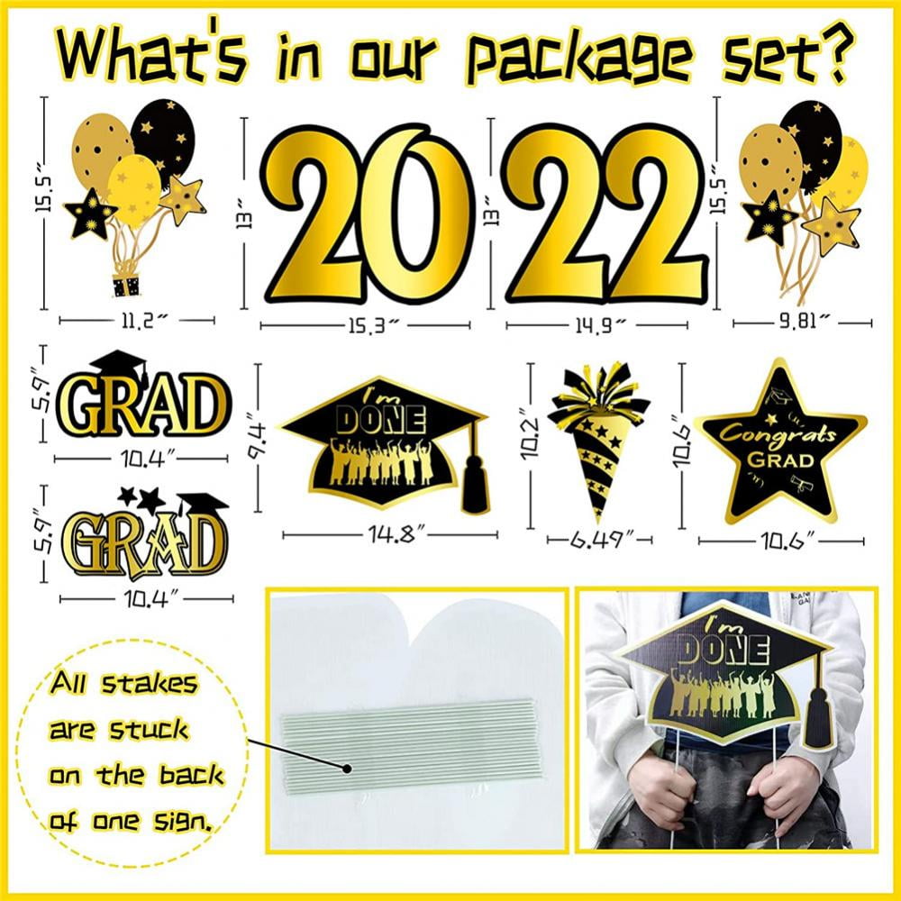 2022 Graduation Yard Signs for Graduation Decorations,Gold and Black