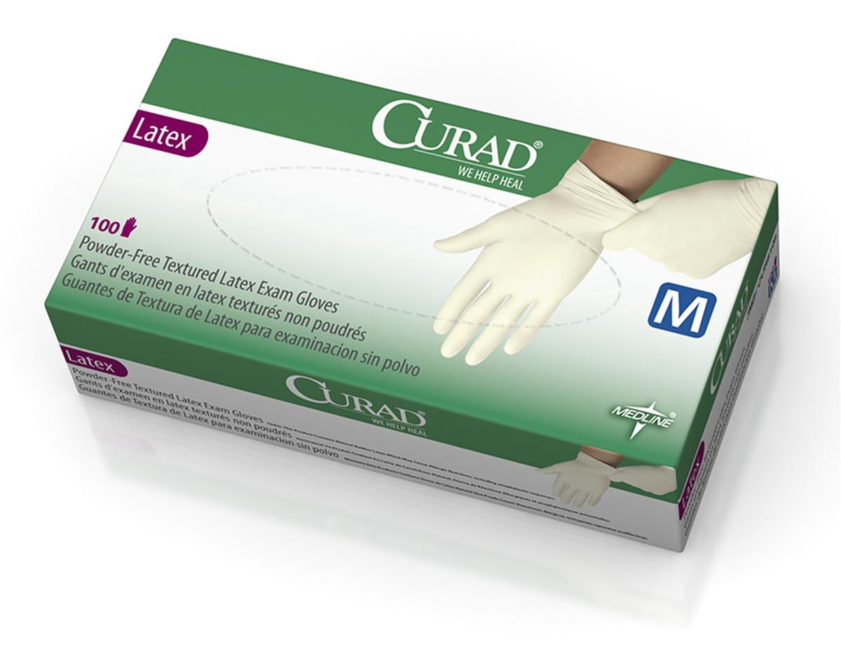 Medline Medical Latex Exam Gloves, Powder-Free, Medium Size, Box