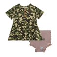 thumbnail image 2 of Short Sleeve Basic Peplum Top & Bloomer Set - Ruffled Bummie Set - Soft Viscose from Bamboo - Cadet - 12-18 Months, 2 of 2