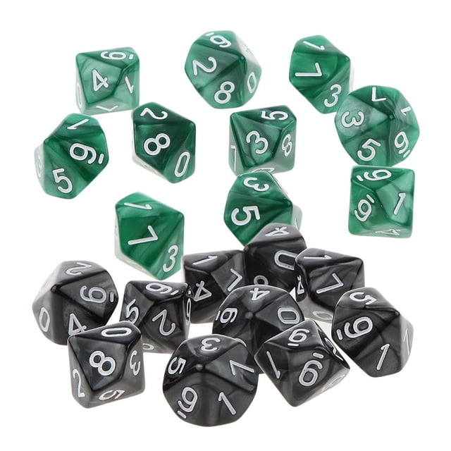 Juego de 20 Dados Acrílicos Sunnimix Opacos D10 para Mazmorras y Juguetes