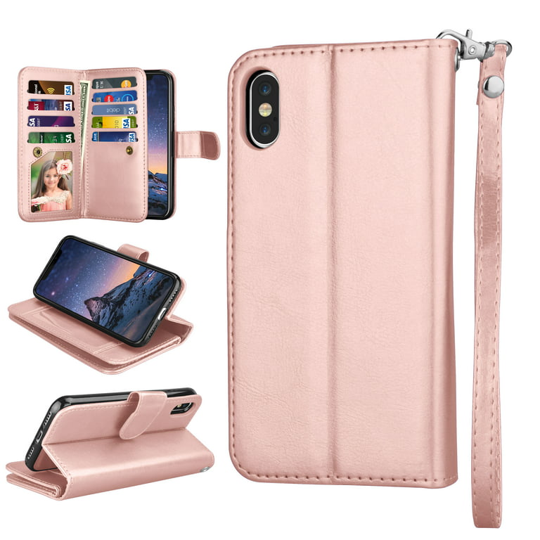 iPhone Xs Max Wallet Detachable Case, Dteck [Weave Style] Zipper Purse Phone Case Multi-functional Folio Flip Leather Removable Magnetic Back Cover