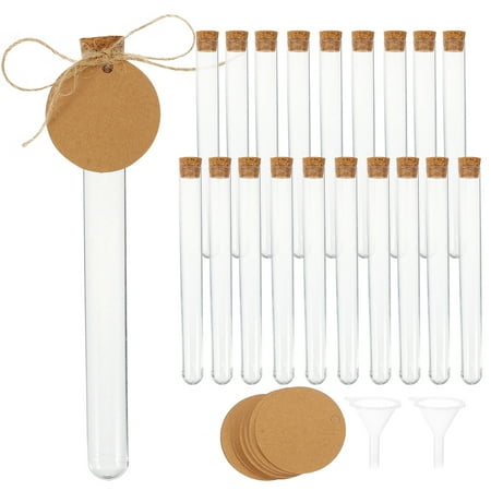 

1 Set of Test Tubes Clear Test Tubes Small Test Tubes Test Tubes with Cork Stoppers Labels
