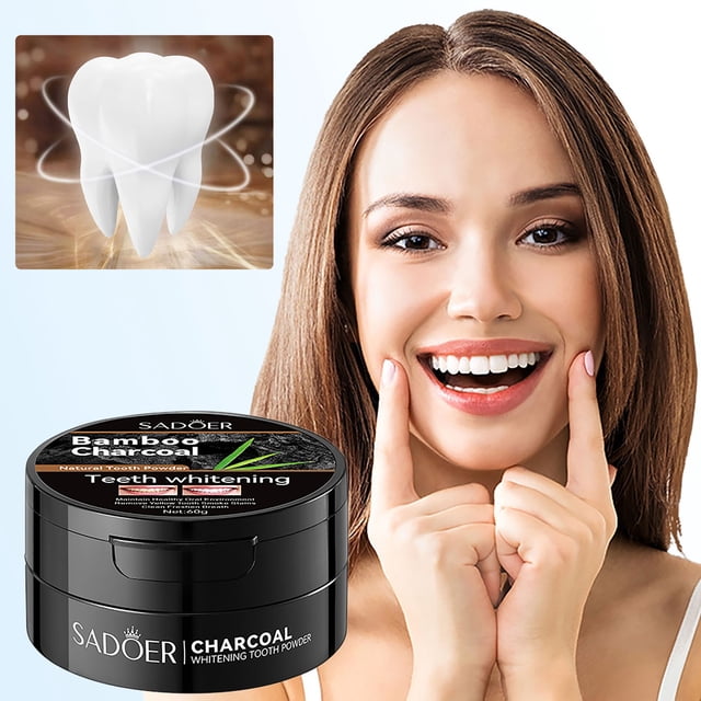 Fiudx Polvo Dental Blanqueador y Carbón Activado, Limpiador Bucal Suave, Eliminador de Placa de Uso Diario, Solución para Dientes Sensibles, 100 G, Apto para Viajes.