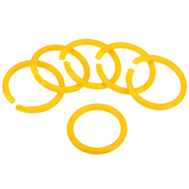 Unique Bargains 1.6' OD 1.3' ID Loose Leaf Rings Binder Ring Plastic for Book DIY Scrapbook Notebook, Yellow 50 Pack