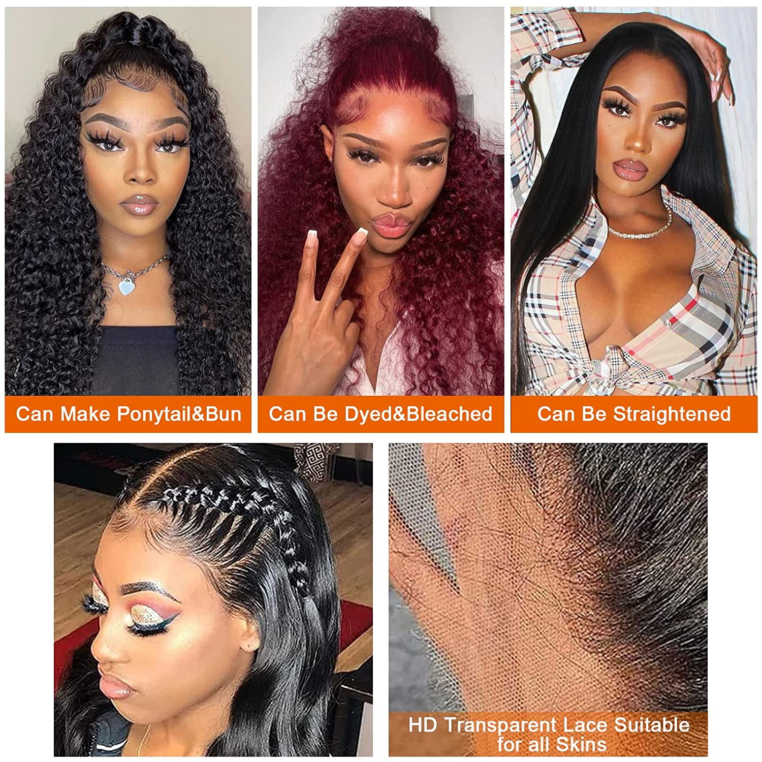 13x6 Lace Front Kinky Curly Wig 100% Human Hair Lace Frontal Wigs Transparent 13*6 Lace Frontal Human Hair Wigs for Women 200% Density