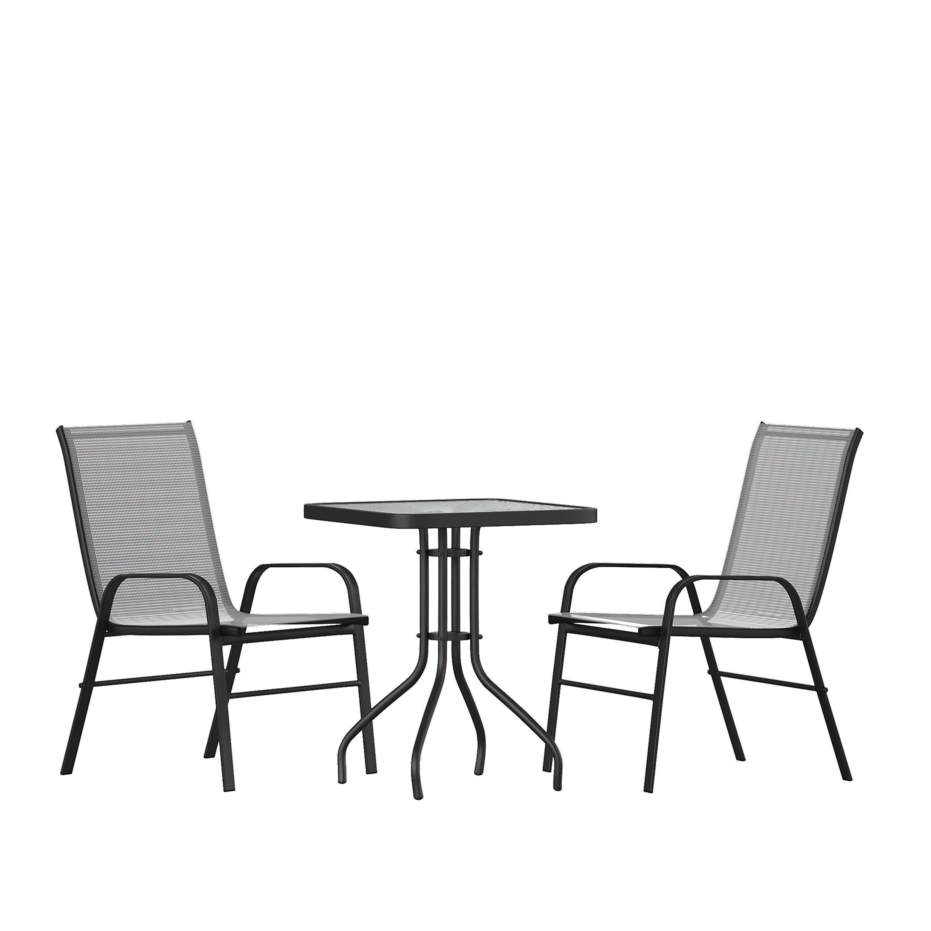 Flash Furniture Brazos Series 3Piece Steel Glass Patio Table and Chair