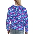 thumbnail image 7 of Sikiie blue Skull purple flower Women's Casual Hoodies Long Sleeve Lightweight Pullover Tops Loose Sweatshirt-Medium, 7 of 7