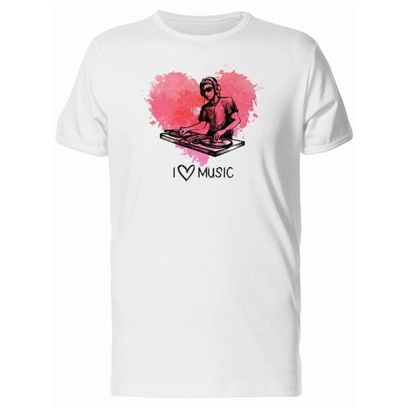 Dj On A Heart Shaped Stain Tee Men's -Image by Shutterstock