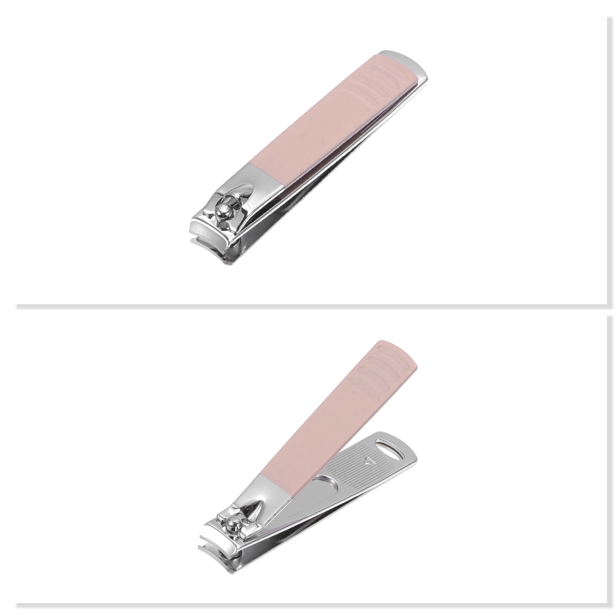 Unique Bargains 16pcs Carbon Steel Durable Round Tail Nail Clippers Set Pink