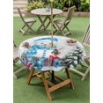 thumbnail image 3 of Outdoor Tablecloth with Umbrella Hole and Zipper, Christmas Round Table Cloth 60 Inch Waterproof Tablecloth, Blue Snowman Xmas Tree Balls Winter Snowflakes Picnic Table Cover for Patio Camping, 3 of 7